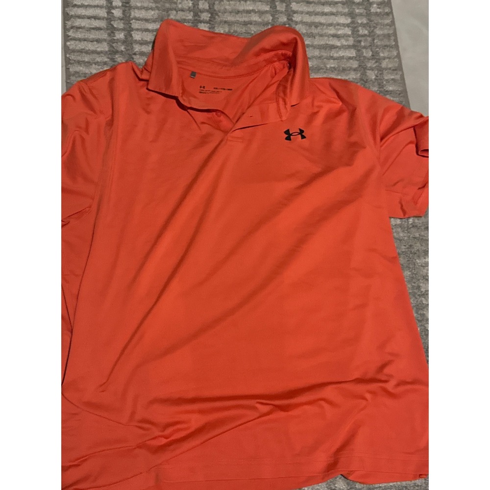 Under Armour Mens XXL Orange Performance Loose Fit Short Sleeve Polo Shirt